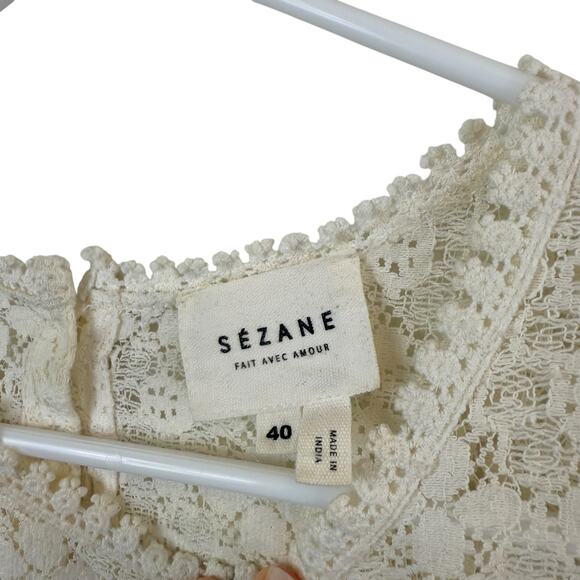 Sezane Ninon Long Sleeve Ruffle Lace Blouse Victorian Cottagecore Boho Size 40 8 - Picture 5 of 10